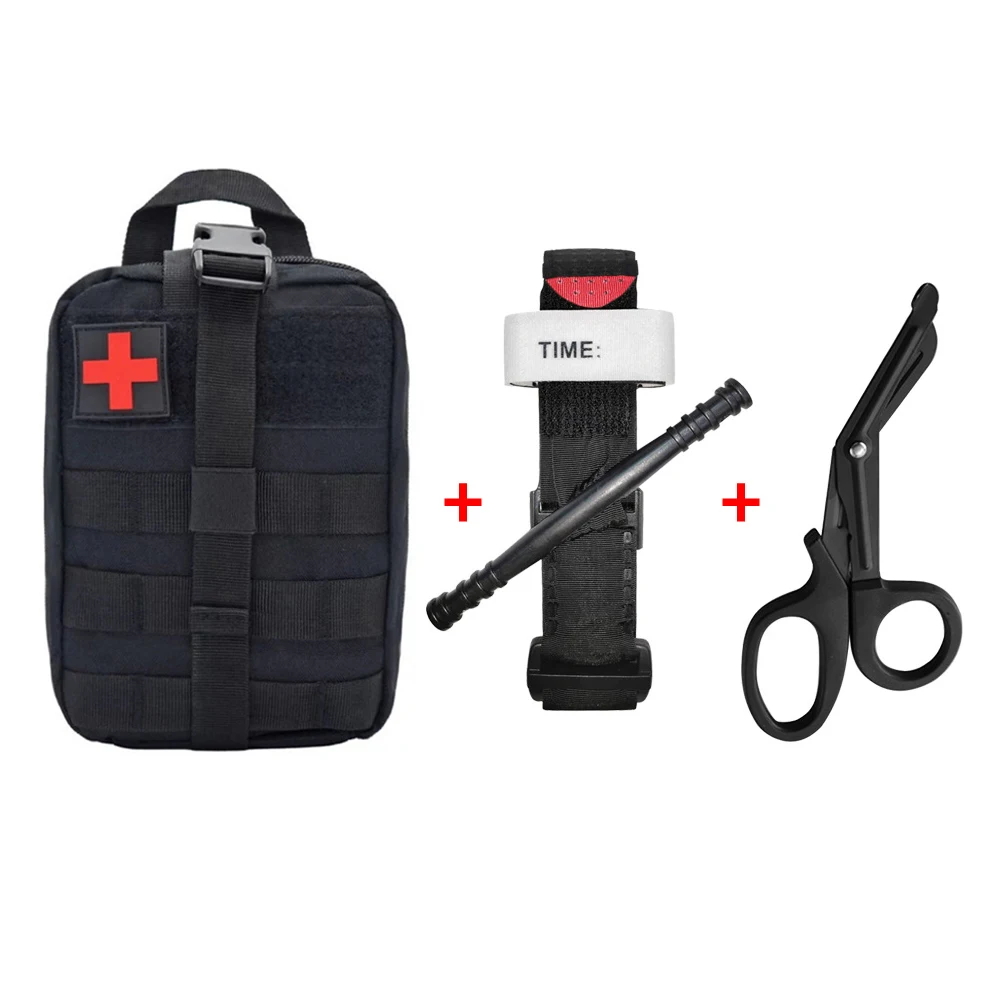 

Outdoor Tactical Molle First Aid Bag Emergency Hunting Camping Survival Military EDC Pouch Set with Tourniquet Bandage Scissors