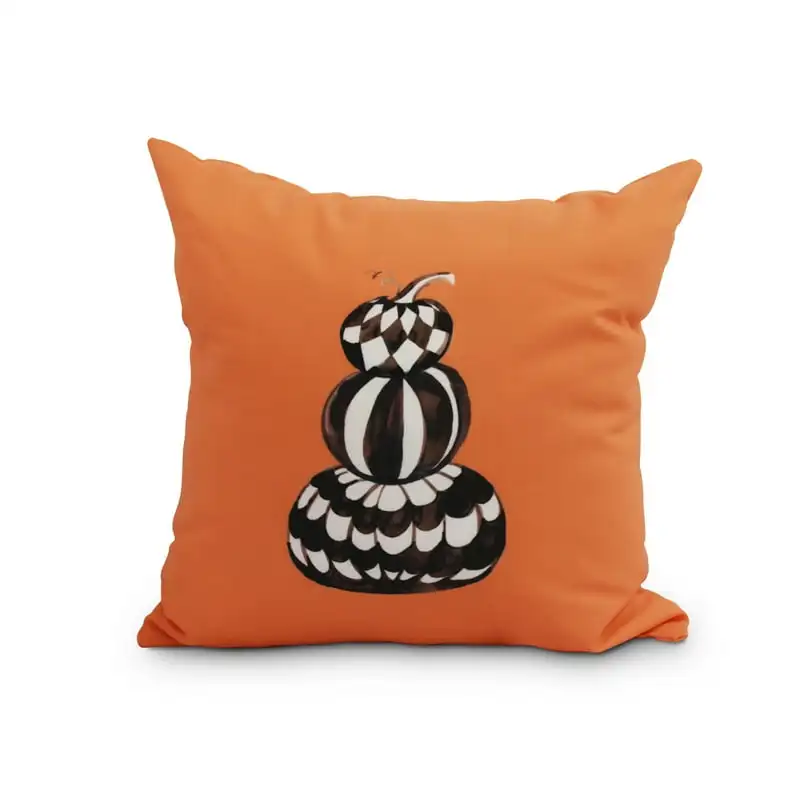

16" x 16" Pumpkin Stack Orange Halloween Print Decorative Throw Pillow