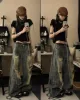 Retro American Denim Jeans Women's Summer New Sle Waed Straight Leg Floor-Length Trousers Trendy Hole Punching