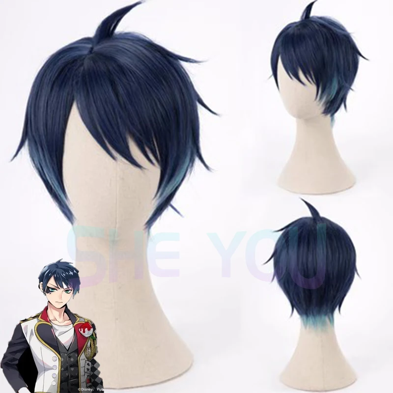 Deuce Spade Cosplay Parrucca Twisted Wonderland Cosplay Men Short Blue Wig Cosplay Anime Cosplay Parrucche Parrucche Sintetiche Resistenti Al Calore