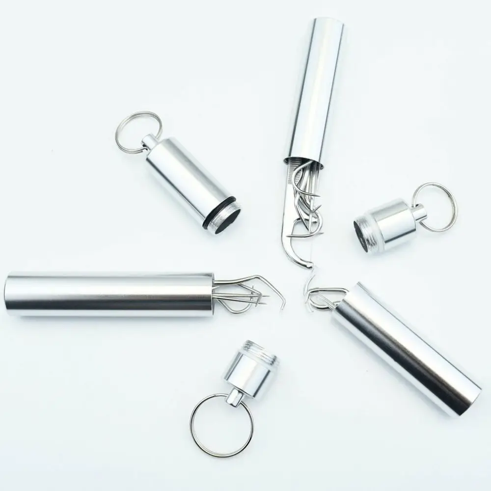 1 Set Stainless Steel Toothpick Set Portable Oral Cleaning Tools Tooth Flossing Artifact Outdoor Picnic Camp Reusable Toothpick toothpick set toothpicks set