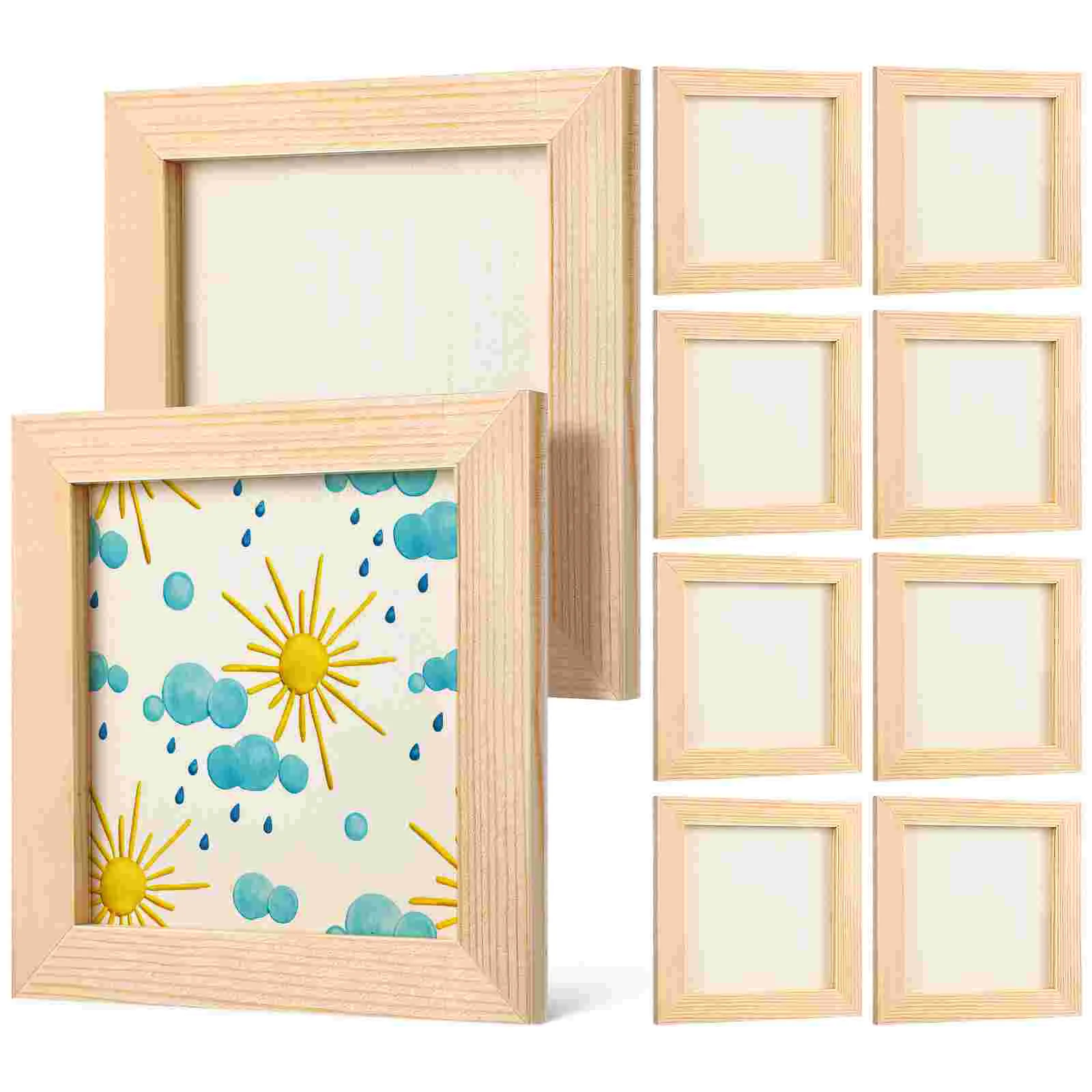 

10 Pcs Unfinished Wooden Picture Frames DIY Photo Frames Wood Photo Frames for Crafts Painting Projects