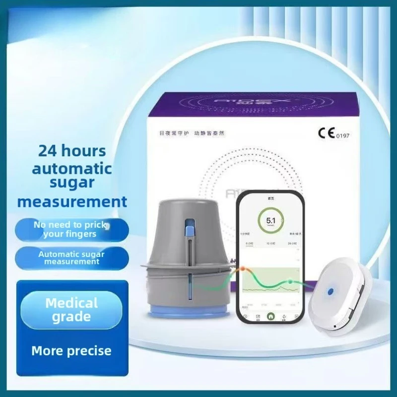 Dynamic Blood Glucose Monitoring CGMS 24h Realtime Monitor Scan Free Multilingual System Remote Monitoring