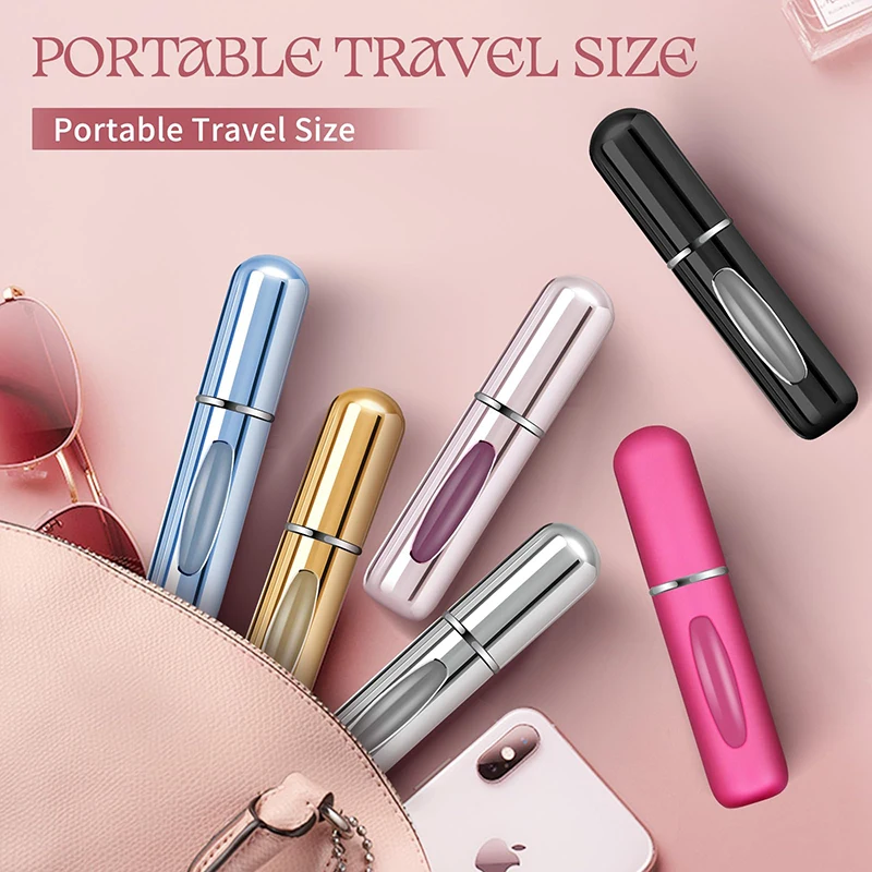 50-5PCS Perfume Refill Bottle 5ML Perfume Dispenser Aluminum Refillable Mini Bottle Empty Atomizer Refillable
