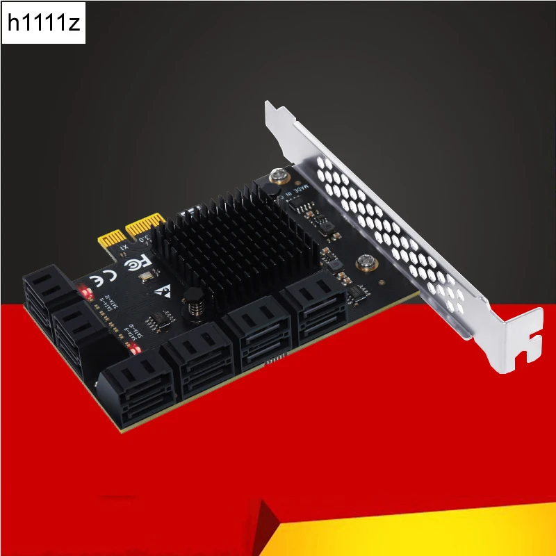 

PCIE к SATA адаптер расширения карты PCI E PCI Express 3,0 1X 12 Порт SATA3 усилитель контроллера SATA 3 HDD SSD переходник для майнинга