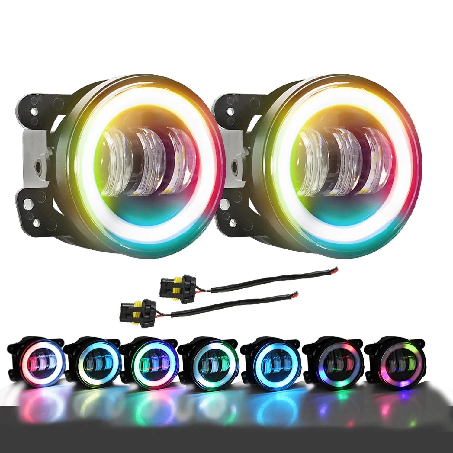 Gear Coloured Light Angel Eye Led Ring Fog Light Led Lighthouse Wrangler Jeep