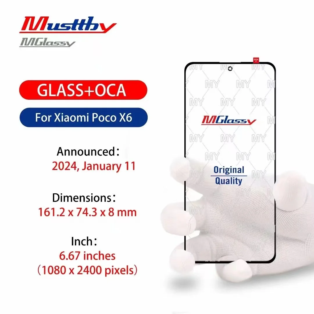 Oleophobic Coated Touch Screen Glass with OCA (5-Pack)