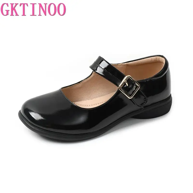 

GKTINOO Mary Jane Women's Shoes 2023 Spring Autumn Flats Comfortable Girls Shoe College Style Buckle Patent Leather Casual Shoes