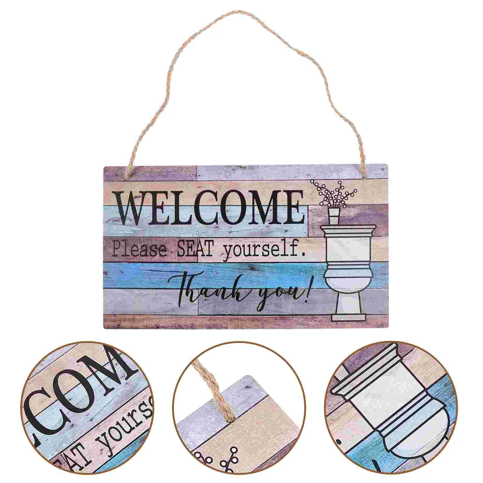 

Welcome Hanging Sign Word Block Wooden for Front Porch Cotton Linen Signs Farmhouse Door