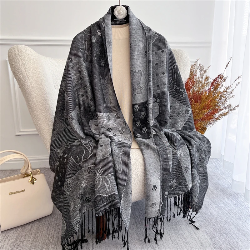 Elegant Women Paisley Scarf Cashmere Feeling Jaquard Pashmina Shawls Winter Tassel Wraps Femme Foulard Bufanda Poncho Stoles