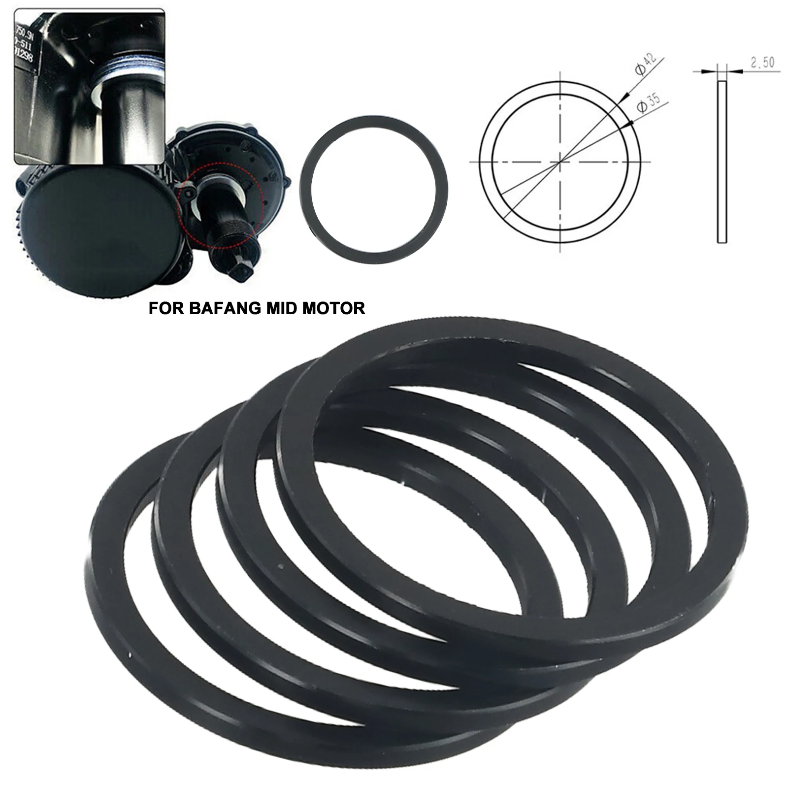 

Hot Practical High Quality Gasket 35mm 4pcs Black Central Motor Components Cycling Electric Bicycle Heightening
