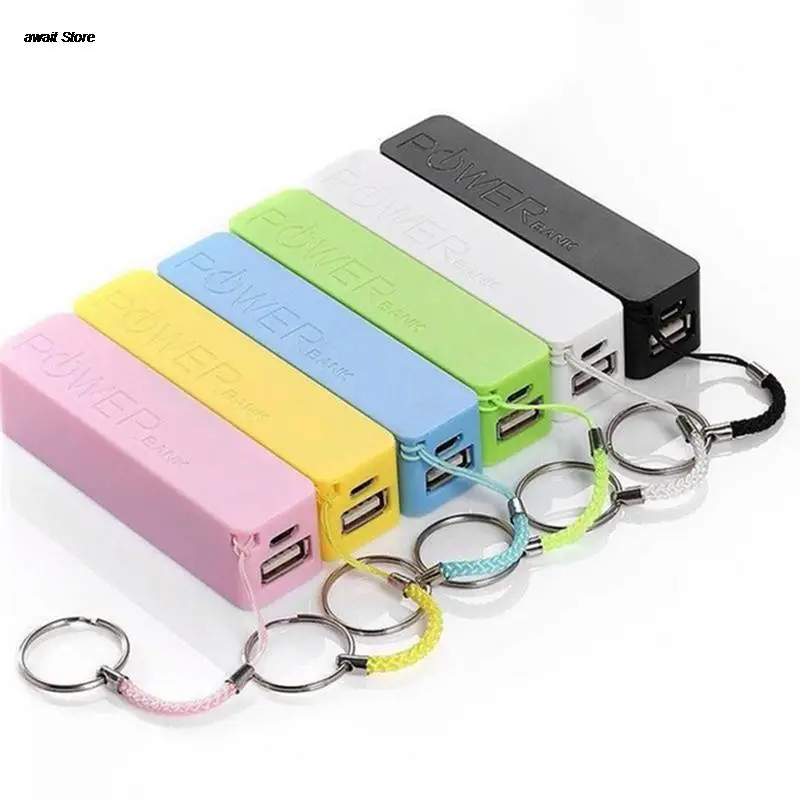 Portable Battery Charger Portable 2600mAh USB External Power Bank Case Pack Box 18650 Battery Charger No Battery Powerbank With Key Chain
