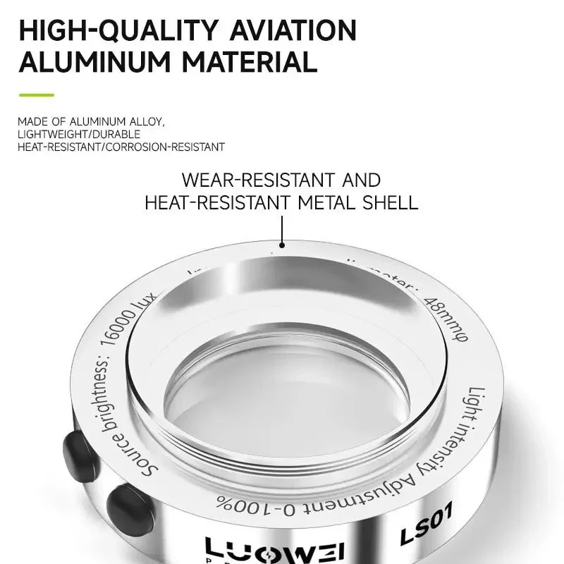 LUOWEI LW-LS01 Microscope Polarized LED Ring Light Anti Glare Microscope Lamp Illuminator For Soldering Repair Industrial Camera