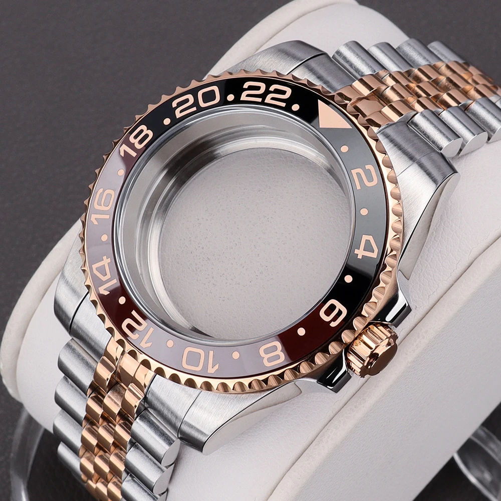 40mm Taucheruhrengehäuse mit Faltschließe und Schiebeverschluss für GMT NH34 NH35 SUB NH36 8215 2824 Armbanduhren Uhrenbox Saphir – Detail 3