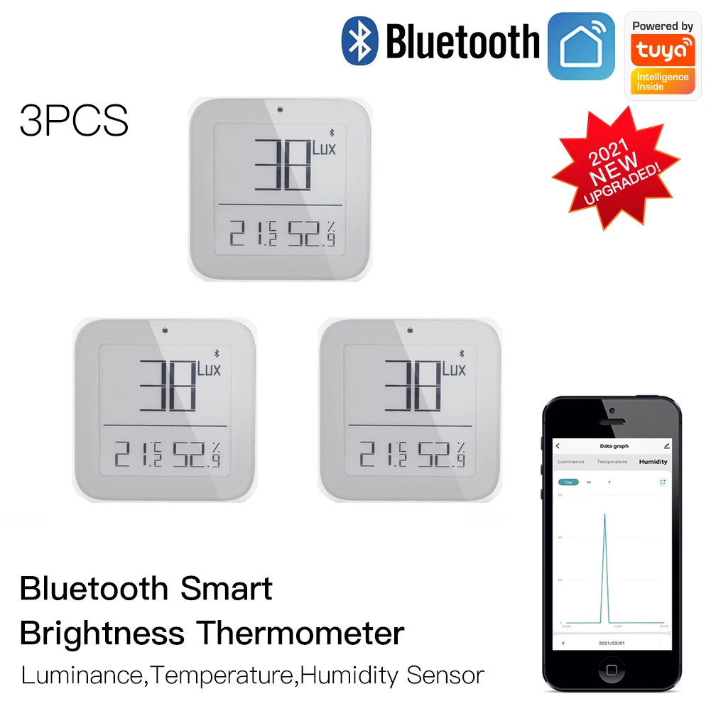 Moes Smart ZigBee Bluetooth Mesh Brightness Thermometer Light Temperature Humidity Sensor Tuya Smart App Control 