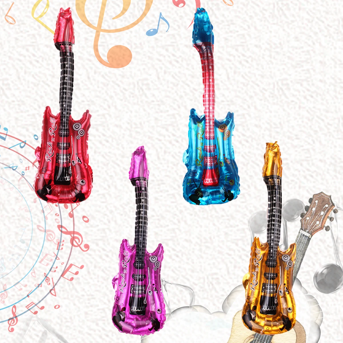 12pcs 32inch Guitar Foil Balloons Rock Band Music Theme Party Decoration Birthday Party Wedding Decorations