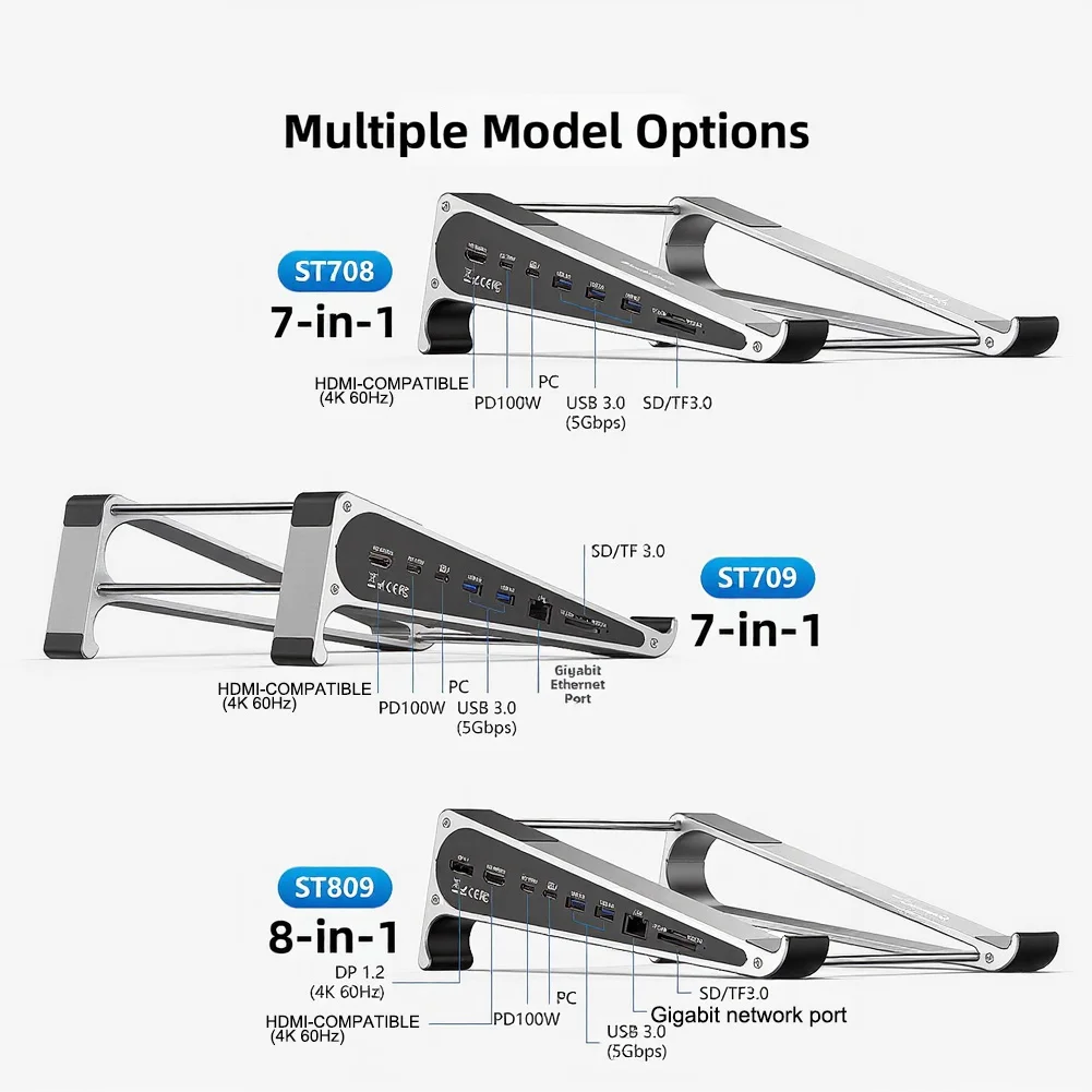 1 Pcs For-8 IN 1 노트북 스탠드 도킹 스테이션 금속 알루미늄 합금 접이식 리프팅 가능 USB-C 도킹 스테이션 교체 부품