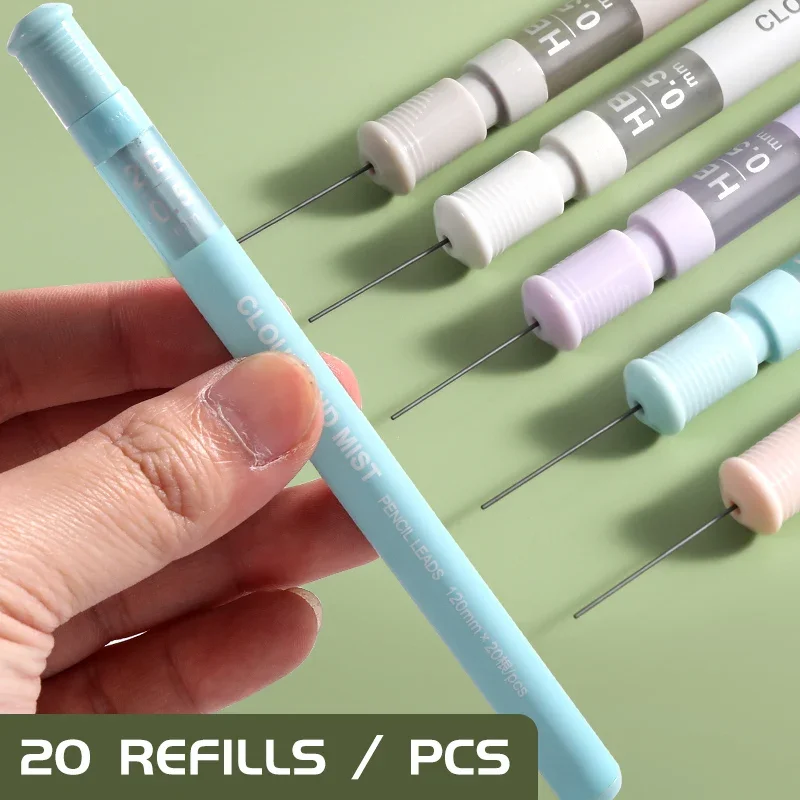 M&G 5 Boxes 2B/HB 0.5/0.7mm Pencil Lead Refill 120mm Morandi Color Mechanical Pencil Refills Automatic Drawing Pencil Leads 3