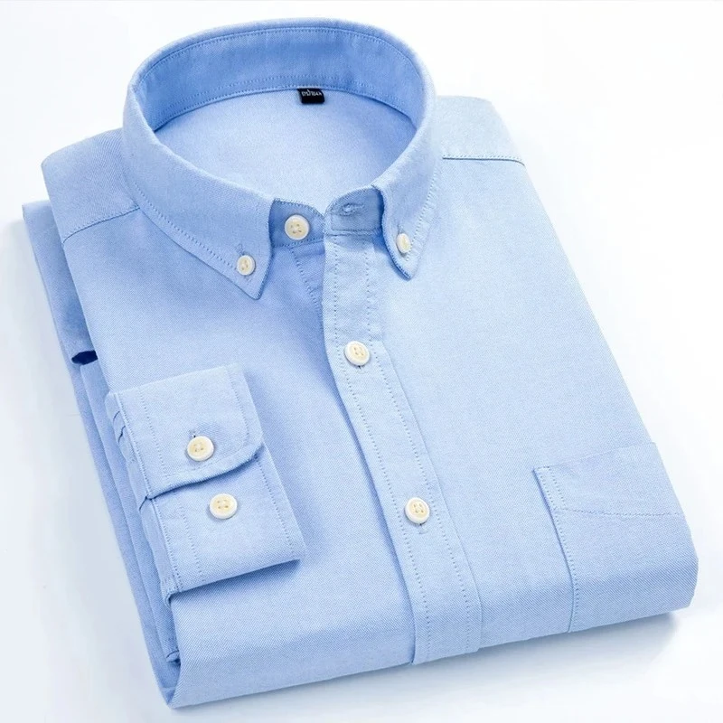 100% cotton oxford long-sleeve shirts men soft single pocket casual tops fashion striped elegant clothes Cotton Shirt Long Sleeve Shirt Men Casual Shirt