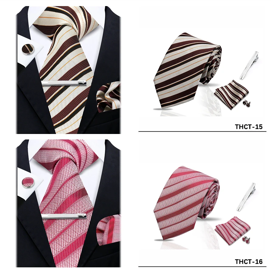 Fashion Ties for Men Gift Weave Necktie Set Handchief Cufflinks Tie Clip Luxury Brand Designer Business Wedding Suit Accessories