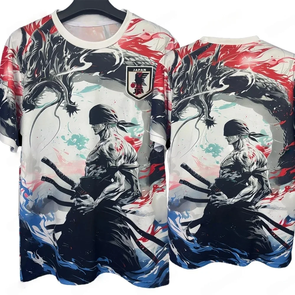 Neue Familien-Partnerlook Japan Zoro Samurai Dragon Manga Stil Neuankömmling Fußballtrikots T-Shirts für Erwachsene Spezial-Kits Unisex für Fans