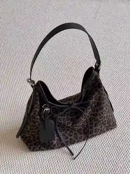 Korean Fashion Leopard Pattern Design Single Shoulder Bag American Sweet Cool Y2K Style Handbag Versatile Casual Underarm Bag
