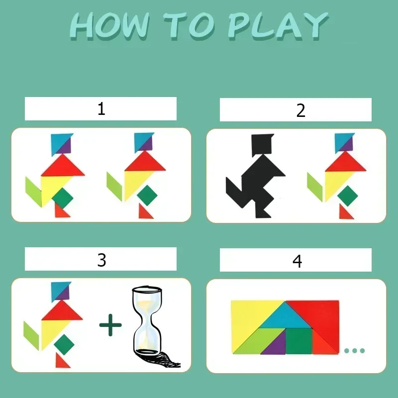 Wooden Jigsaw Magnetic Tangram Puzzle Book Educational Toys For Children Baby Kid Portable Montessori Learning Intelligence 4