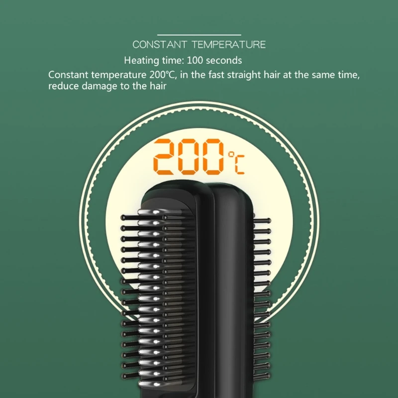 Portable Electric Ionic Hair Straightener Brush Negative Ions Hairbrush Combs 4