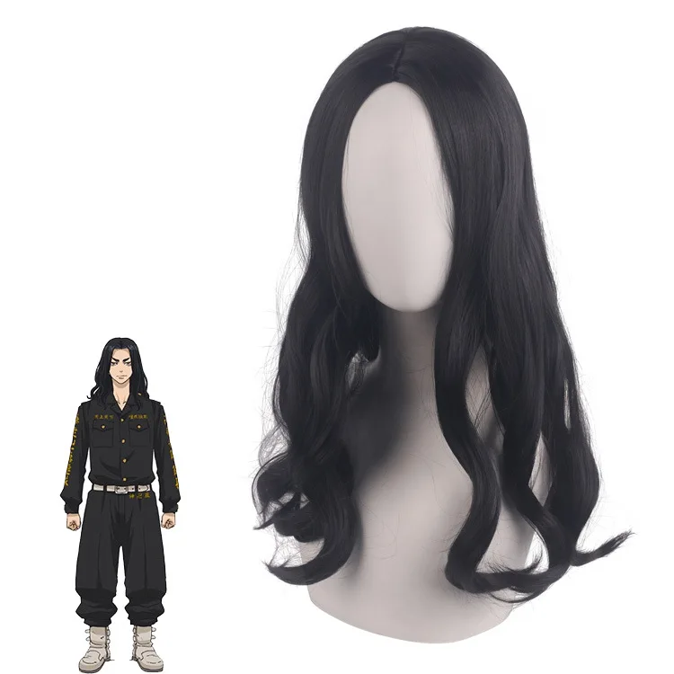 

Tokyo Revengers Keisuke Baji Long Black Cosplay Wig Anime Heat Resistant Synthetic Hair Wig Cap Carnival Halloween Accessory