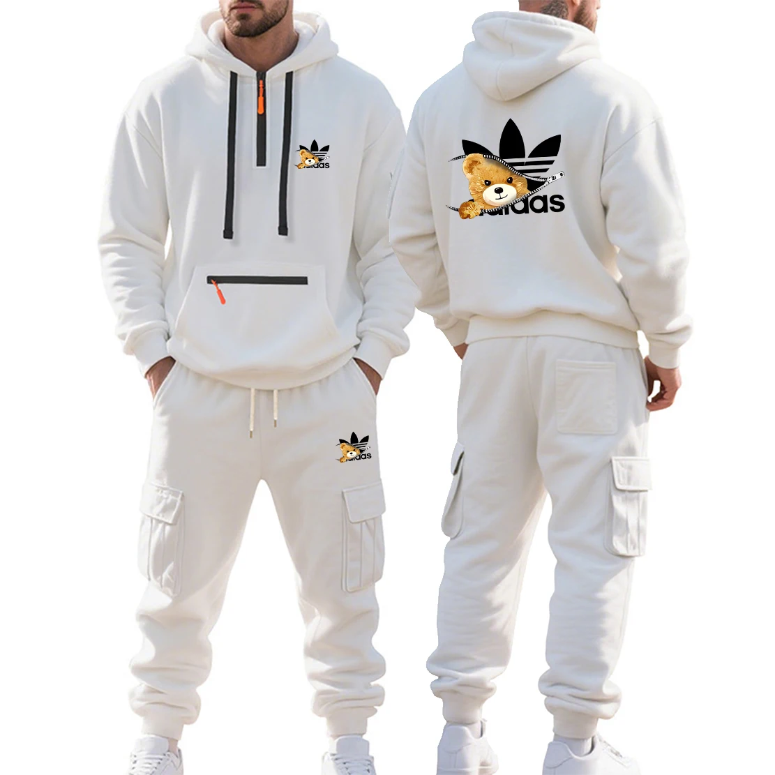 الخريف والشتاء المطبوعة الجديدة الرجال المخملية هوديي، ملابس العمل، فستان أطفال مع سروال داخلي، أزياء رياضية، الترفيه متعدد جيب 2 قطعة مجموعة