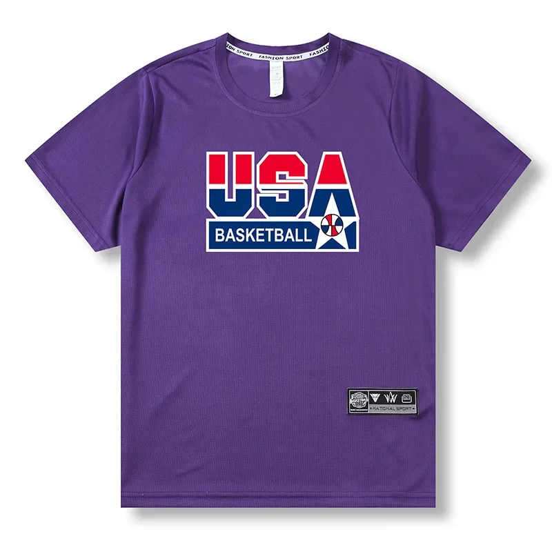 thumbnail image 1 of Camiseta para correr para hombre y mujer, transpirable, de secado rápido, para fitness, baloncesto, tiro, entrenamiento, ropa de ejercicio, camisetas deportivas para gimnasio, 1 of 5