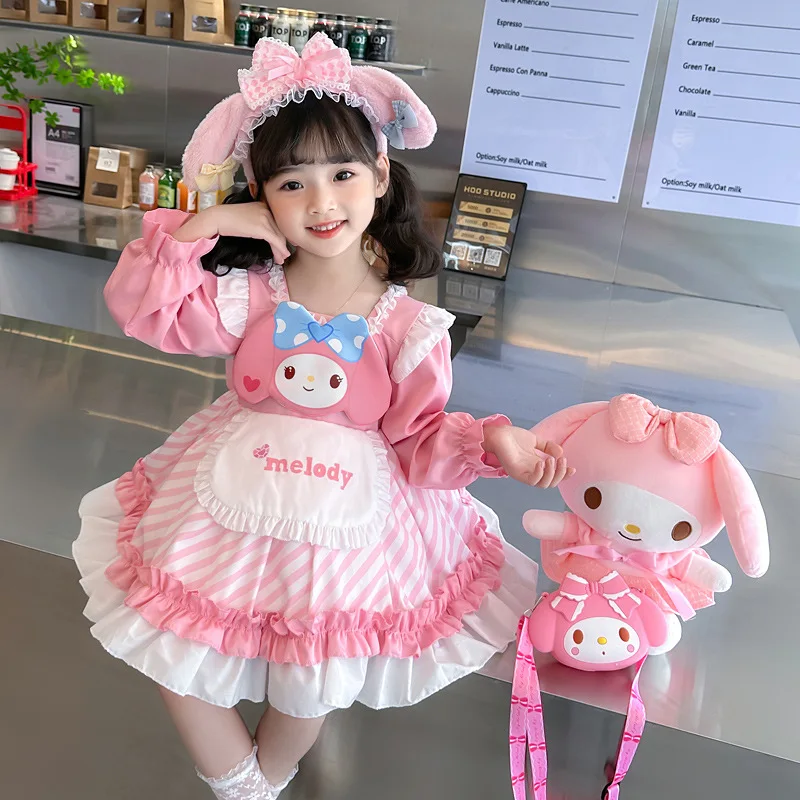 

Kawaii Sanrio Anime Cosplay Costume MyMelody Skirt 2023 Autumn New Sweet Long Sleeve Lolita Princess Dress Cute things for Girls