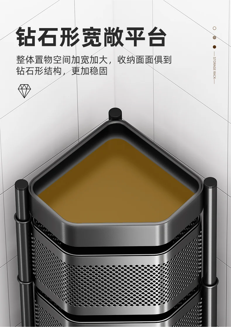 Triangle Rotating Storage Rack Kitchen Storage Rack Floor-Standing Corner Fruit And Vegetable Basket - 4 Layer 22 Triangle Rotating Storage Rack Kitchen Storage Rack Floor-Standing Corner Fruit And Vegetable Basket - 4 Layer