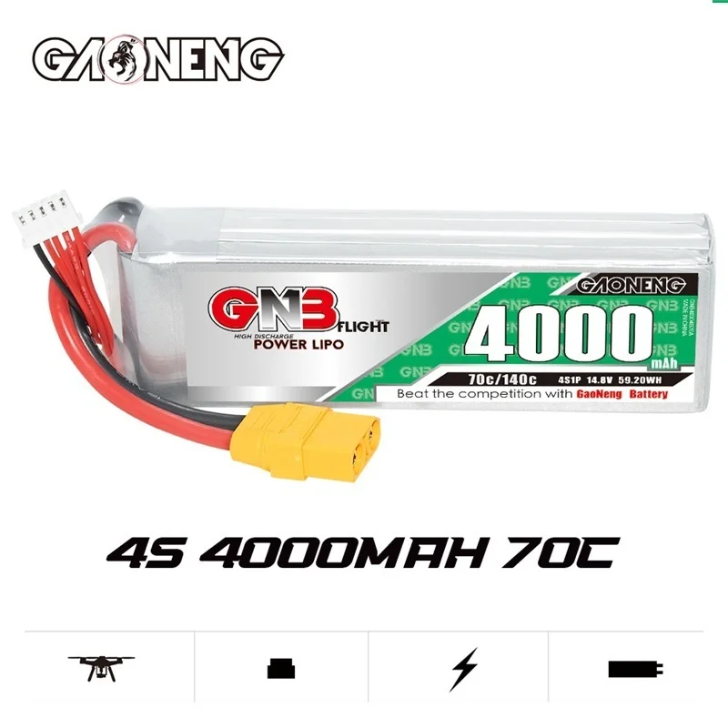 

GAONENG GNB 4S 14.8V 4000mAh Lipo Battery For RC Car Boat FPV Drone Helicopter Airplane 70C/140C 4S 14.8V Battery