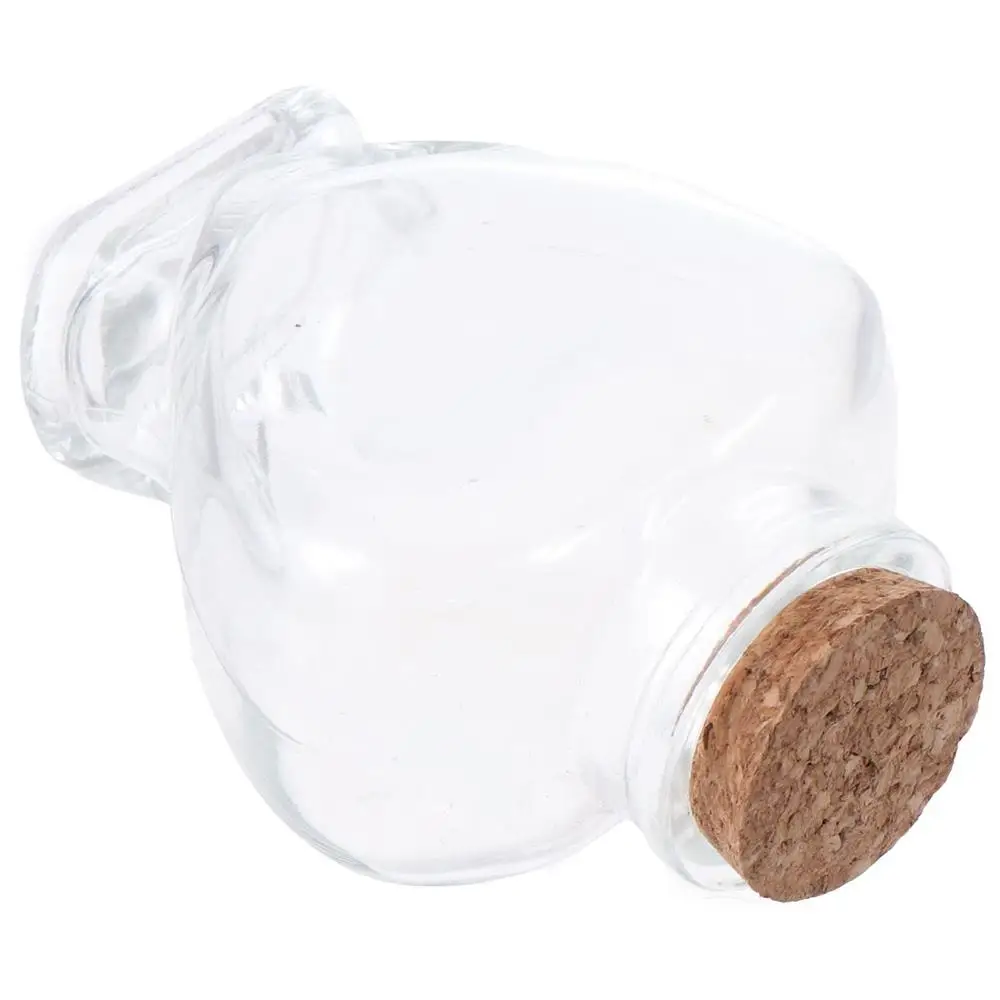 Clear with Cork Stoppers Heart-Shaped Bottle Portable Clear Wishing Bottle Small Empty Glass Jar