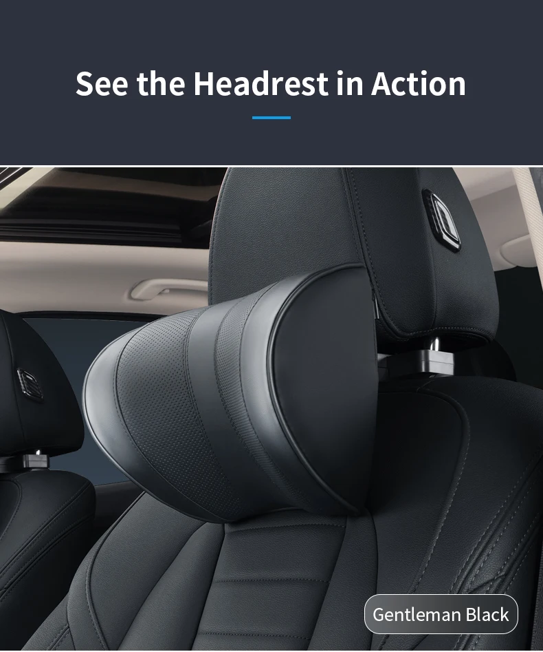 Leather Car Seat Headrest Cushion Multi-Function Memory Foam Car Neck Pillow Adj