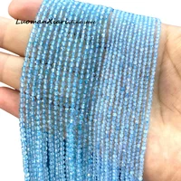 2 3 4MM Faceted Natural Stone Blue Topaz Loose Round Spacer Beads for Jewelry Making Diy Earrings Bracelet Charms Accessories 1