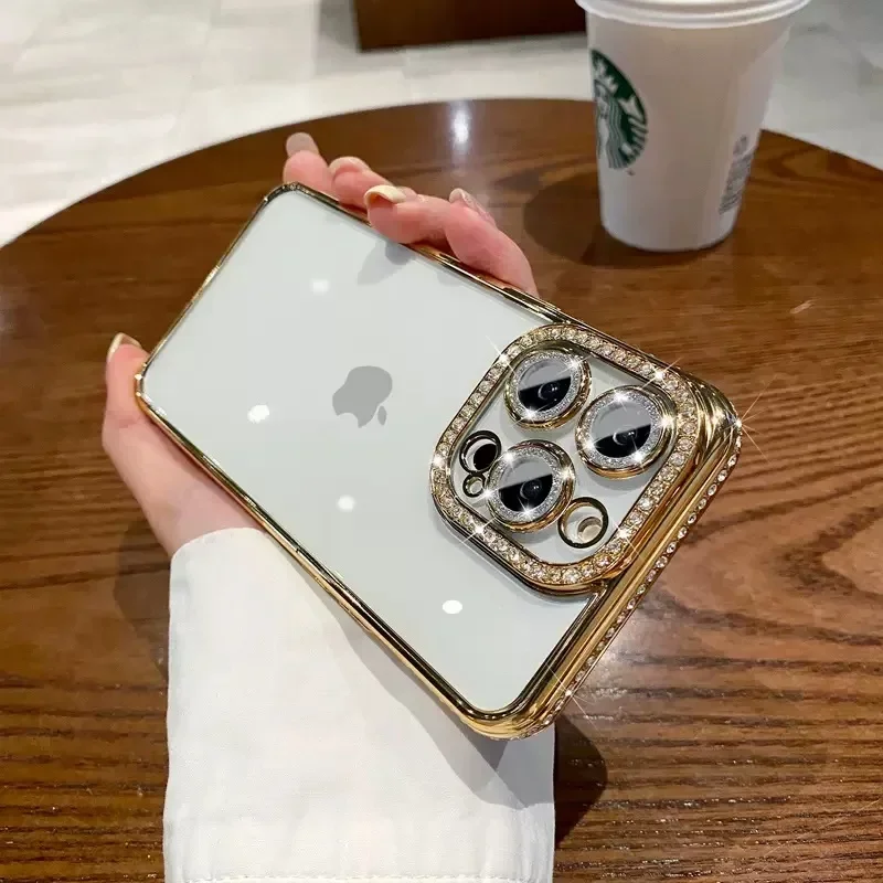Elegant Rhinestone Jewelled Clear Case with Soft Silicon Cover