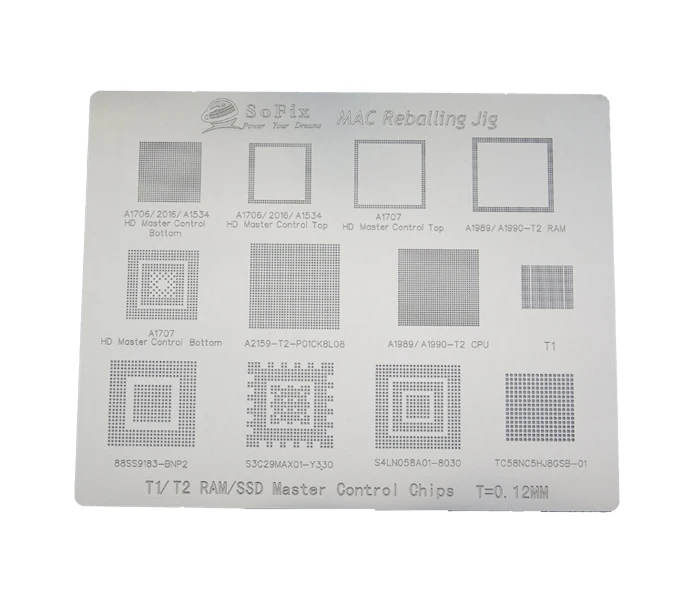 MacBook 로직 보드 BGA 칩 스텐실, 2016-2020 WIFI,T1,T2,PMU,SMC Reballing