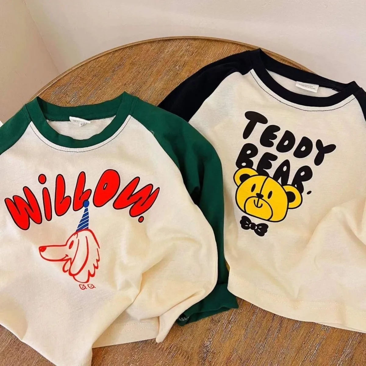 Cartoon Spliced Long Sleeve T-shirt Baby Costume Autumn Fashion Casual Bottoming Shirt Printing Pullover Tops For Boys And Girls 2