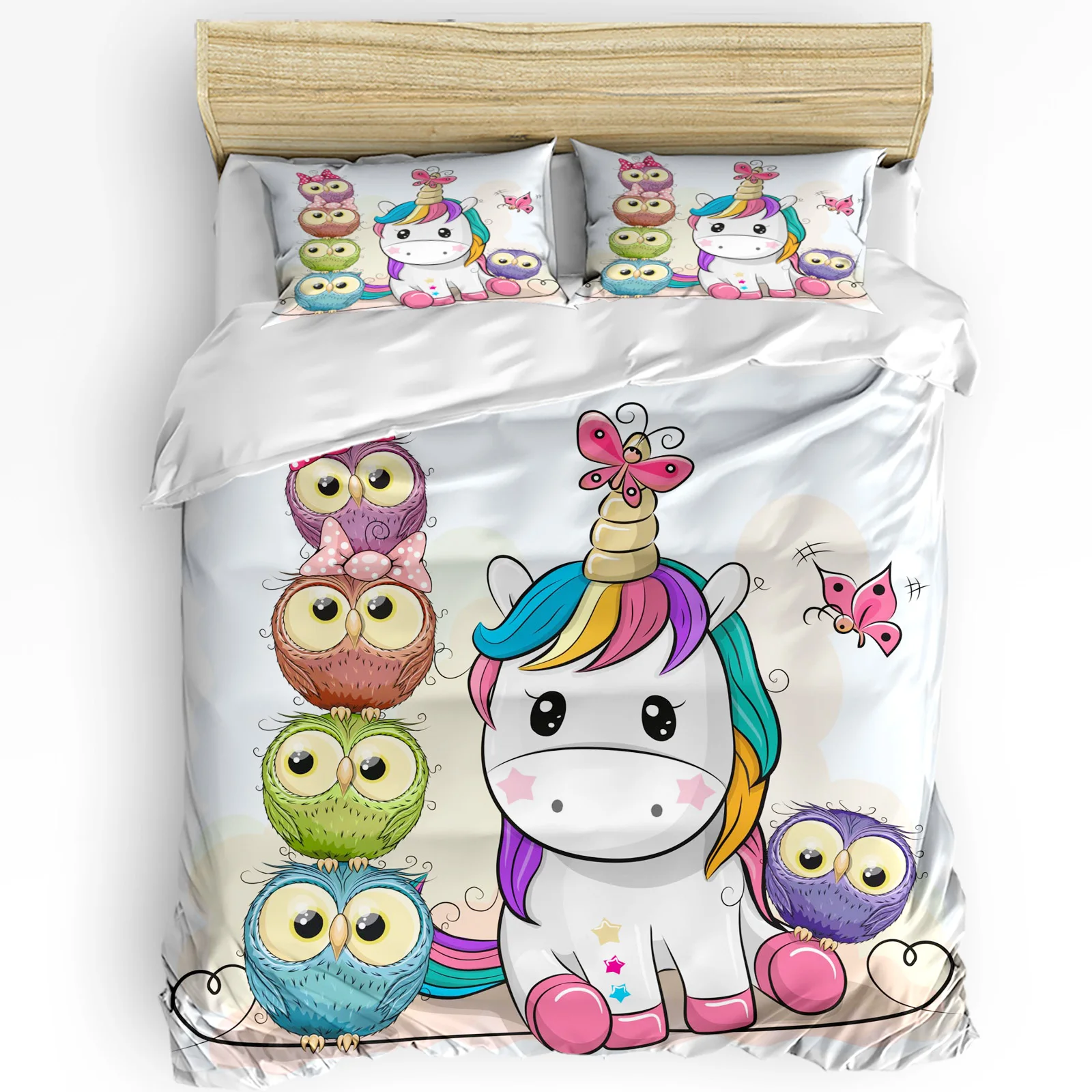 

Animal Unicorn Owl Cartoon Cute Duvet Cover 3pcs Bedding Set Home Textile Quilt Cover Pillowcases Bedroom Bedding Set No Sheet