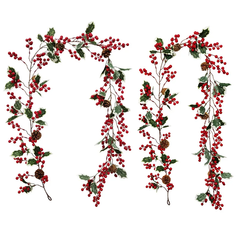 

Christmas Rattan Red Fruit Rattan Garlands Small Berries Artificial String for DIY Fall Festival Decorations