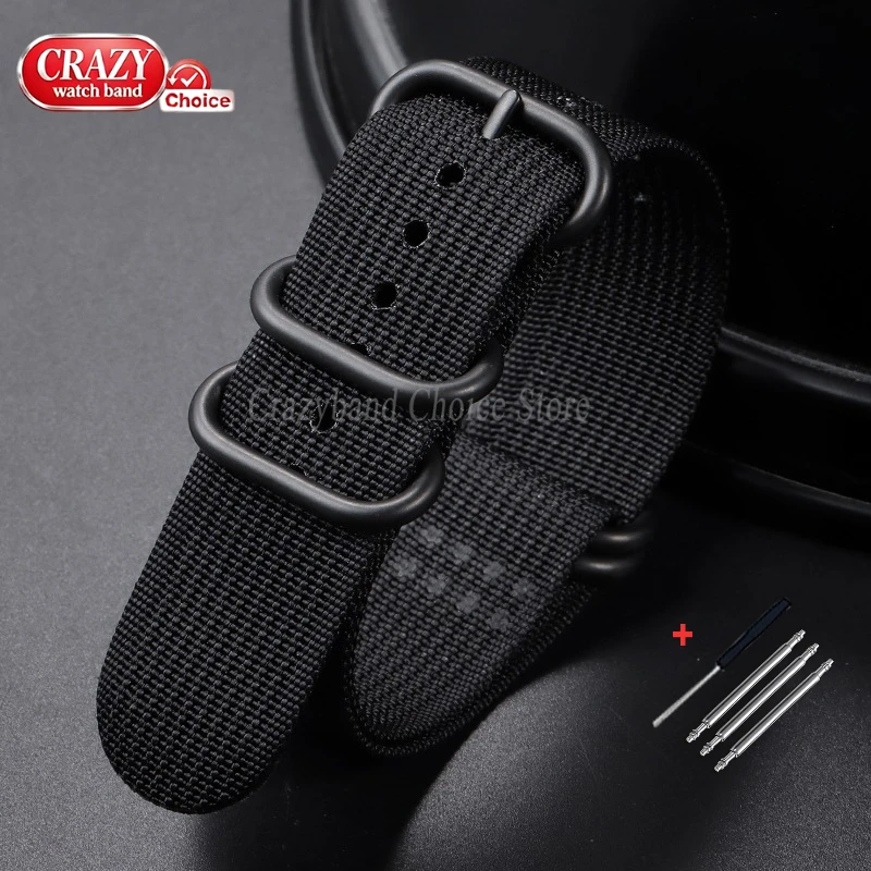 Durable Nylon Canvas Watch Strap with Universal Sport Design and Multiple Buckle Options