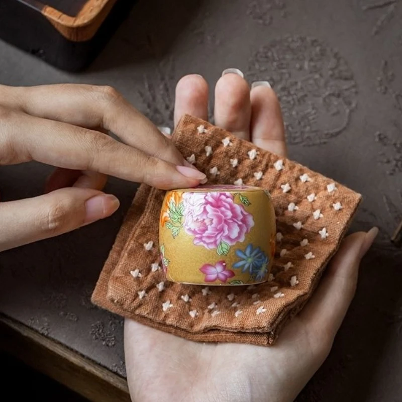 1pc Ceramic cover set vintage household enamel color kung fu tea ceremony accessories single put teapot cover bowl cover bracket