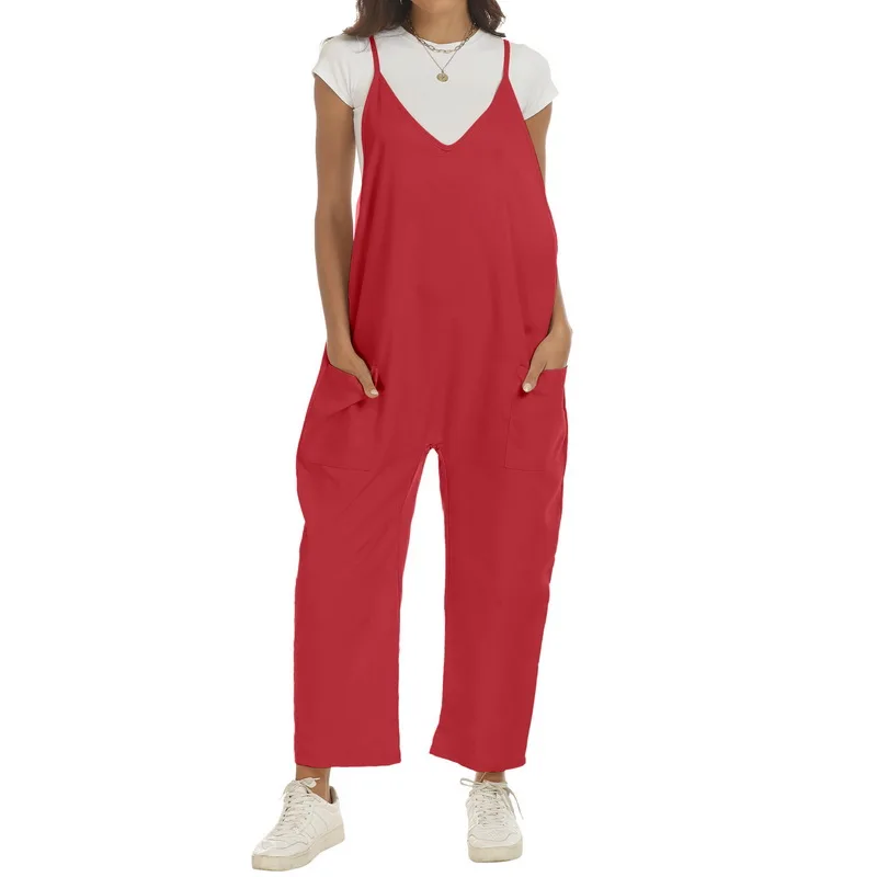 Y2k Women Jumpsuit Baggy Rompers Sleeveless Loose Wide Leg Outfits