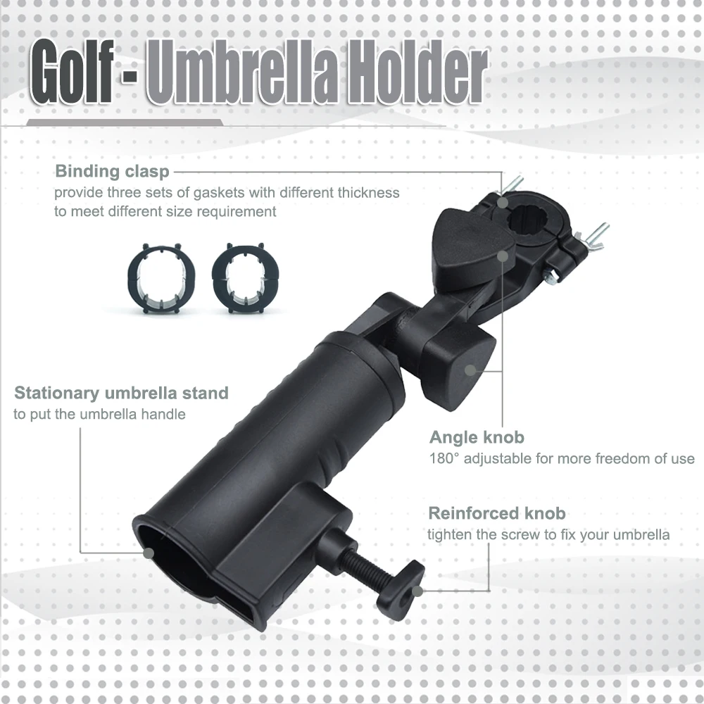 Golf Umbrella Holder 180 Degree Adjustable for Bike Buggy Cart Baby Pram Wheelchair