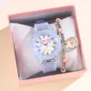 Children Watches Glow at Night Quartz CLOCK Silicone Band Cute Girls Primary School Wristwatch With Bracelet 1