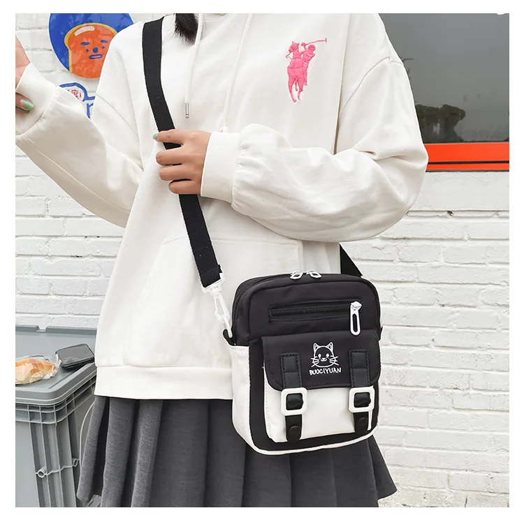 Japanese women small mobile phone bag cute cartoon cat girl student messenger bag funny personality shoulder bag