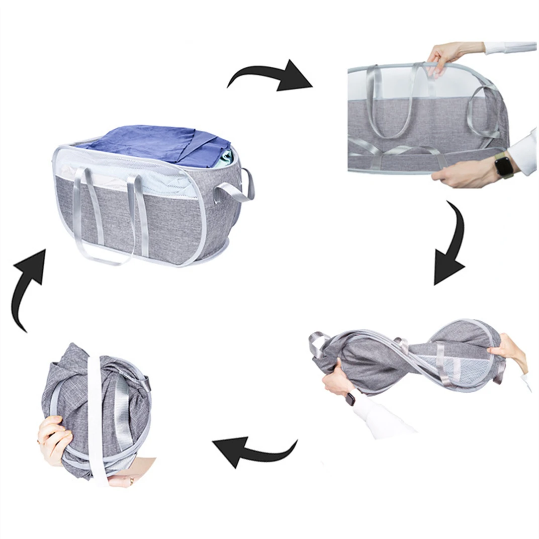 Foldable Pop-Up Laundry Hamper with Reinforced Handles for Home and Travel