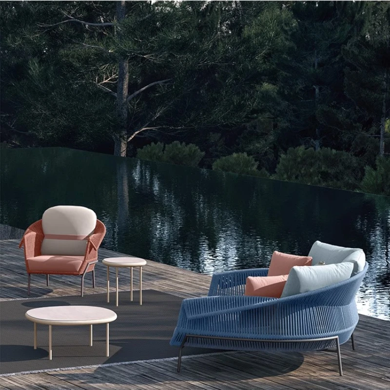 Single Nordic Outdoor Sofa Unique Fancy Individual Loveseat Outdoor Sofa House Lounge Kanepe Hotel Furniture